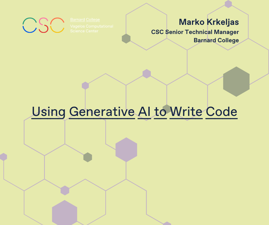 Poster of CSC Workshop: Using Generative AI to Write Code